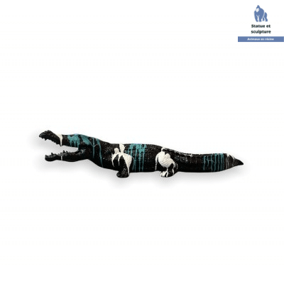 Statue Tête De Crocodile En Résine Noir – Déco Trash Et Originale 18 Cm
