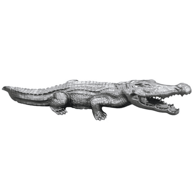 Statue en résine crocodile argent - 42 cm | Prince Décoration